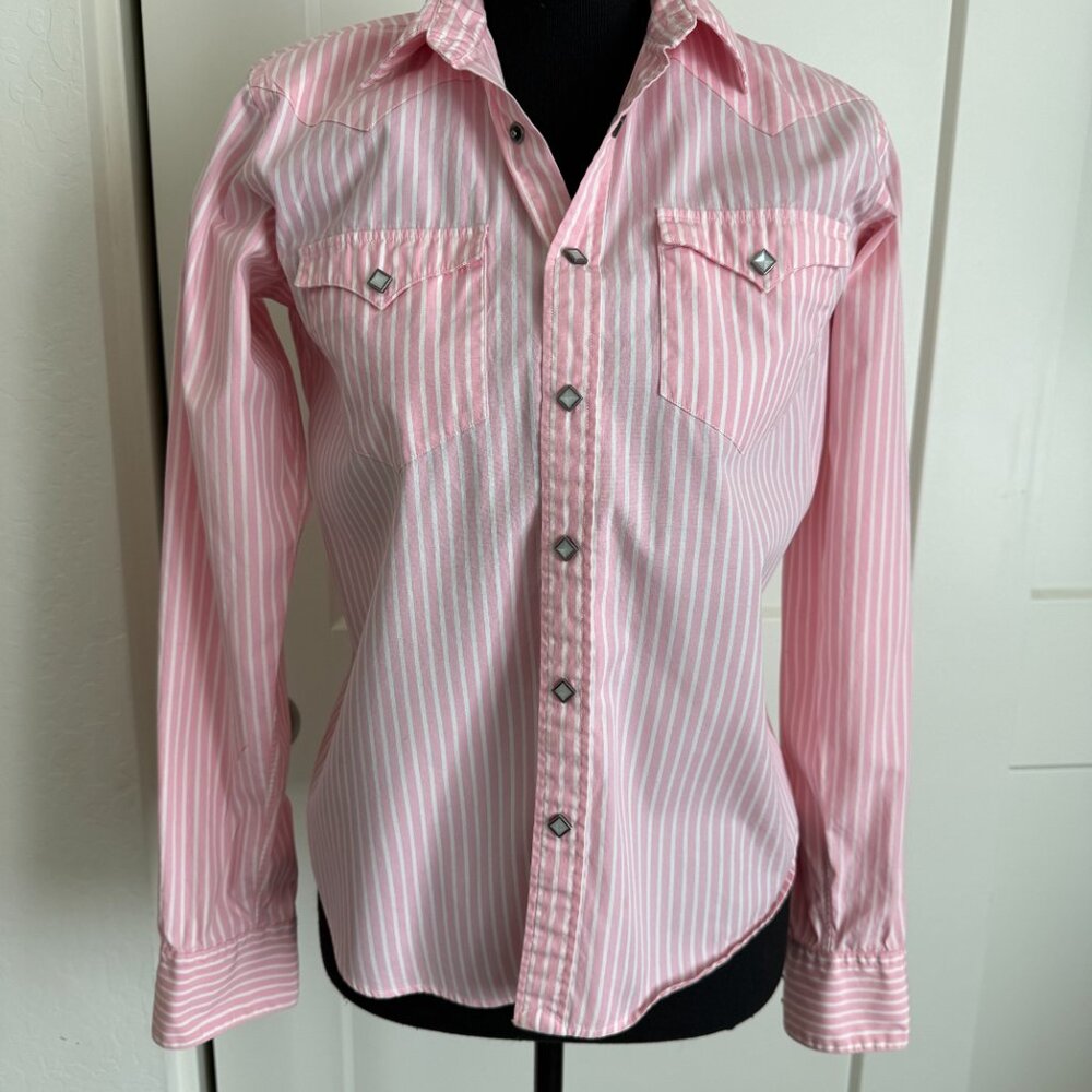 VTG Blue Label Ralph Lauren Pink Button Down Shirt w/ Diamond Pearl Buttons Sz 4 - Picture 2 of 8